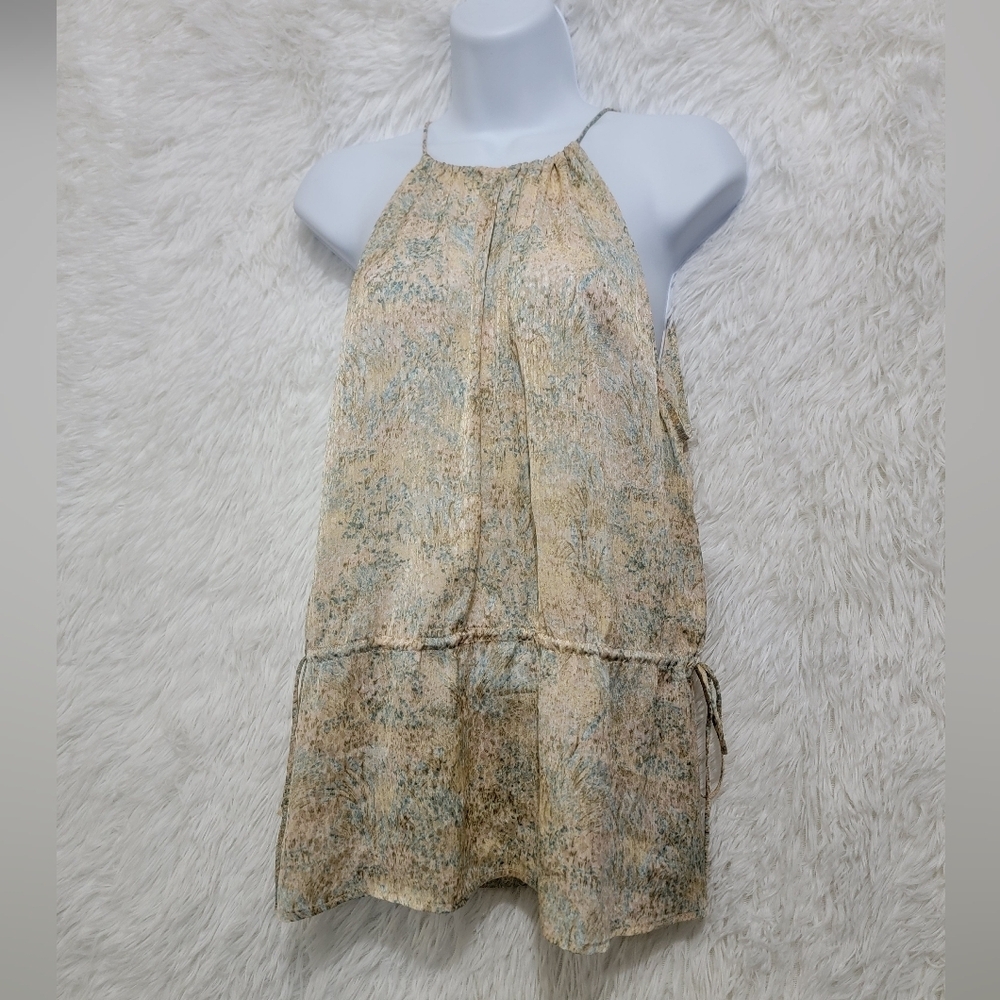 H&M Beige and Blue Halter Blouse Size M